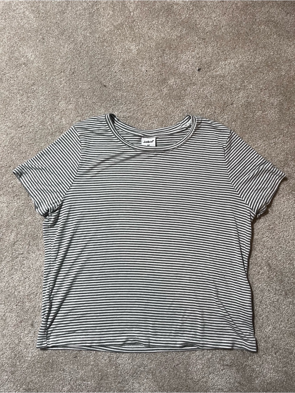 J.o&Co Black and White Striped Crewneck Tee